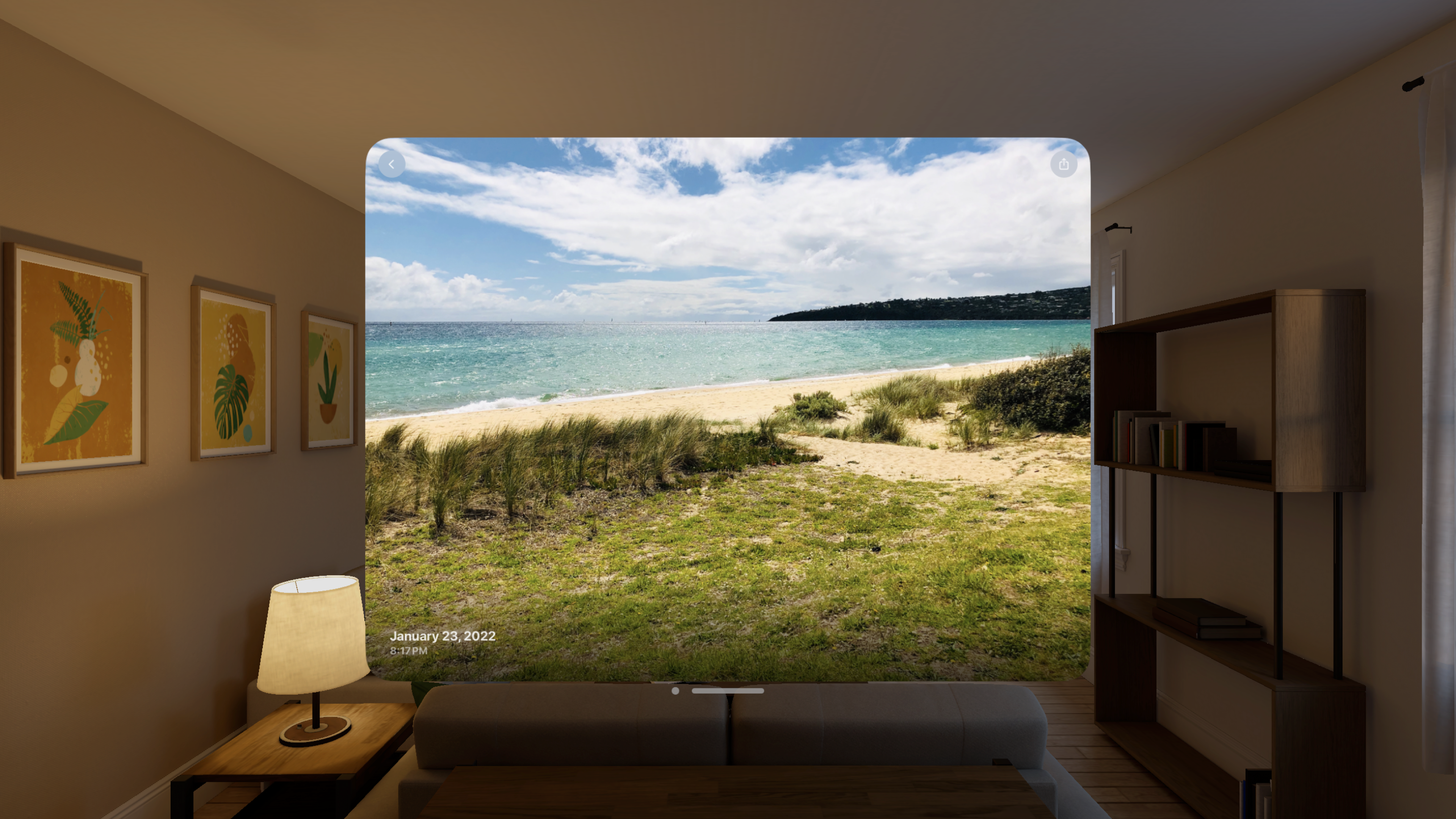 Screenshot of PhotoShade showing a full screen photo of a beach.